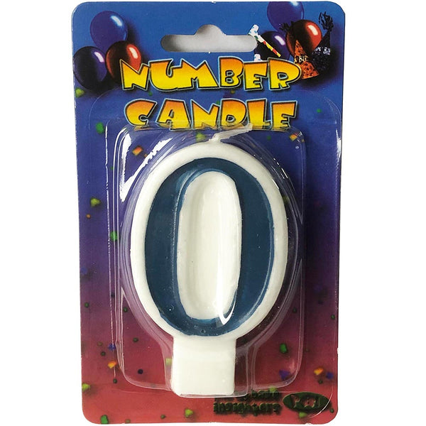 Blue number 0 candle