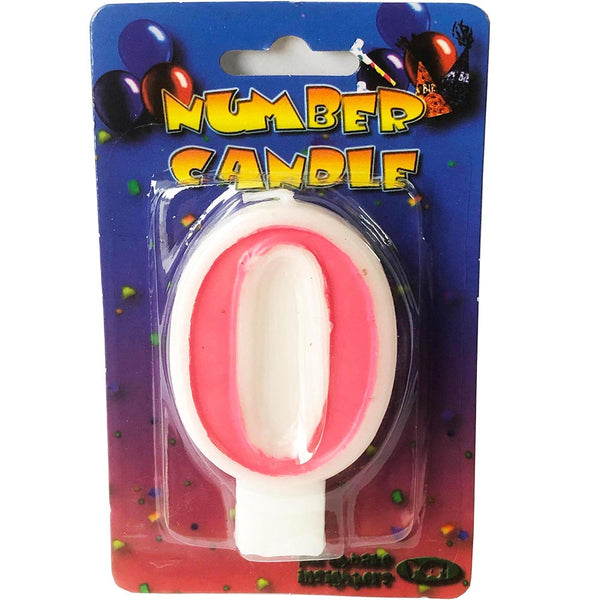 Pink number 0 candle