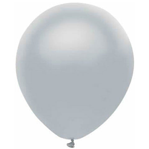 Partymate 10 Shinning Platinum Latex Balloons 12" Made In USA
