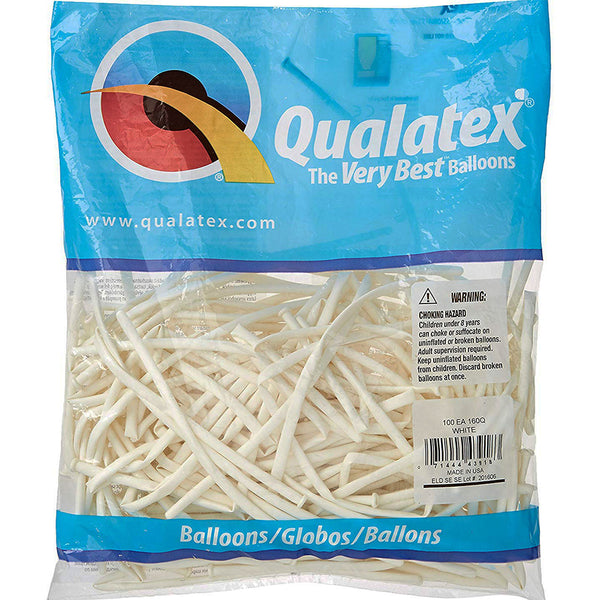 160Q White Qualatex balloons 100 Twisting