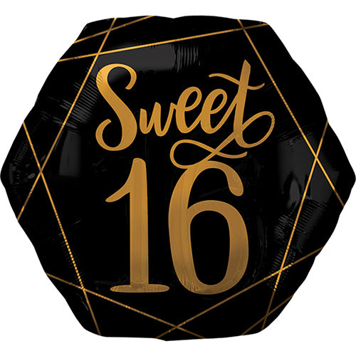 Elegant Sweet 16 Black Foil Balloon 23"