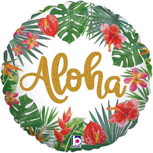 3 Holographic Aloha Foil Balloons 18"