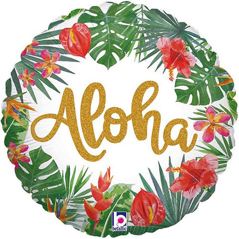 3 Holographic Aloha Foil Balloons 18"