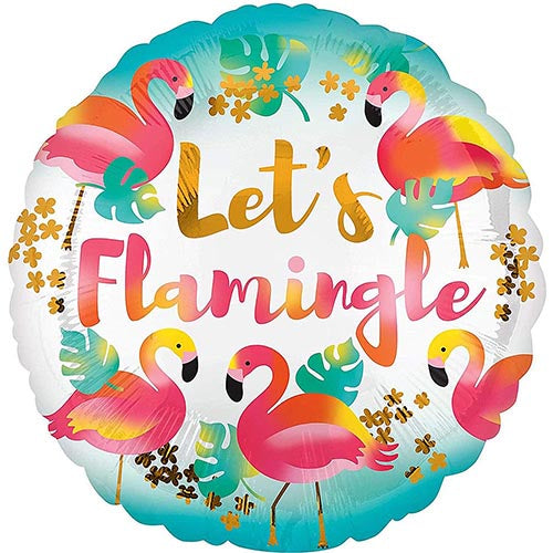 3 Flamingo Let's Flamingle Foil Balloons 18"
