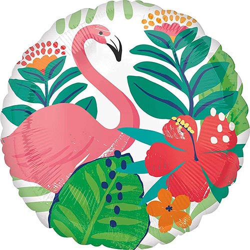 3 Flamingo Jungle Foil Balloons 18"