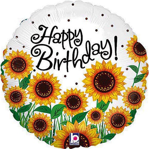 3 Sunflower Happy Birthday Foil Balloons 18"