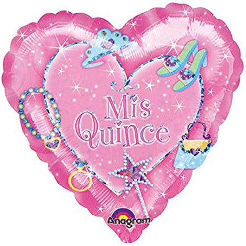 6 Mis Quince Anos Diamond Shape Pink Foil / Mylar Balloons 18"