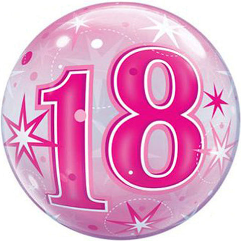 Pink Starburst 18th Bubble Balloon 22"