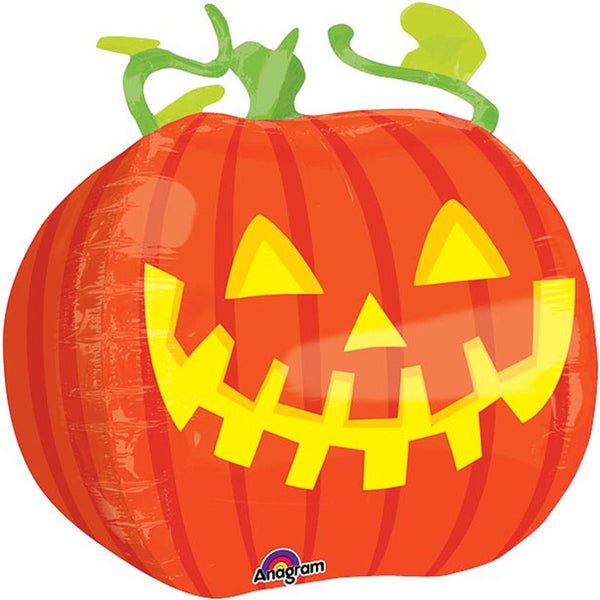 3 Pumpkin Latern Foil Balloons 18"