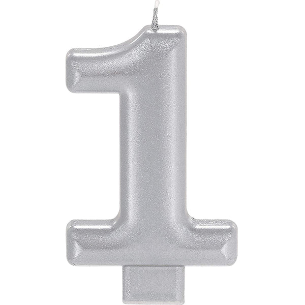 silver number 1 candle