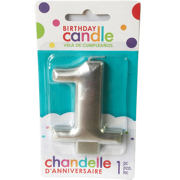 Silver number candle