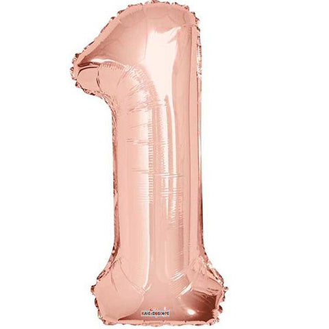Giant Rose Gold Number 1 Foil Balloon 34"