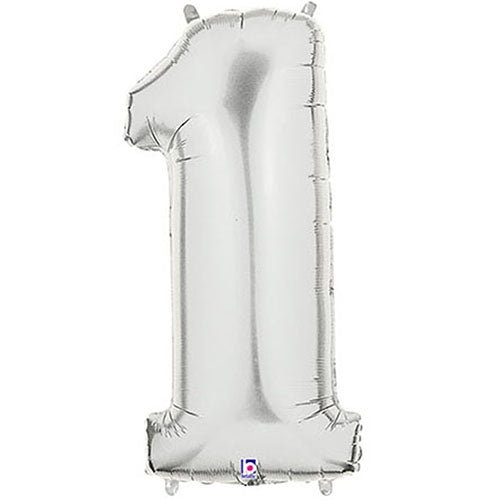 Megaloon Silver Number 1 Foil Balloon 40"