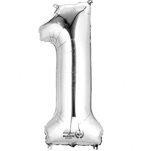 Giant Silver Number 1 Foil Balloon 34"