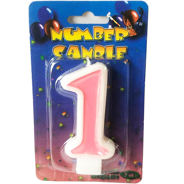 Pink number 1 candle