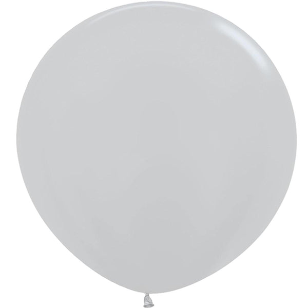4 Metallic Silver Round Latex Balloons 24"
