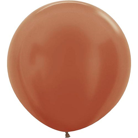 4 Metallic Copper Round Latex Balloons 24"
