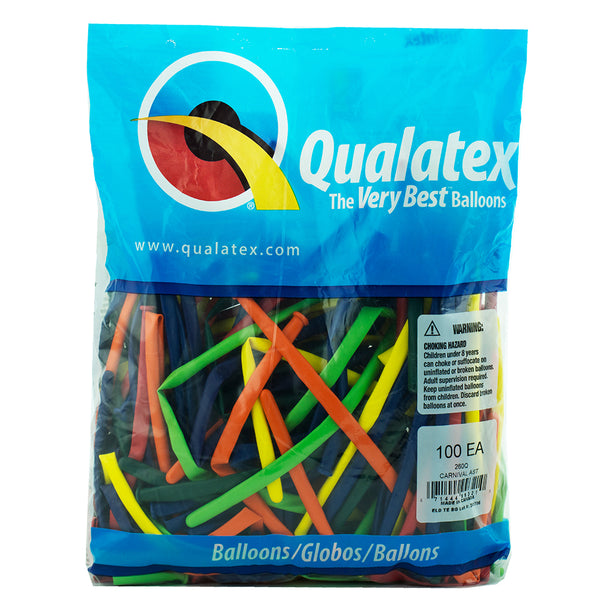 260Q Carnival Assorted Qualatex balloons 100 Twisting