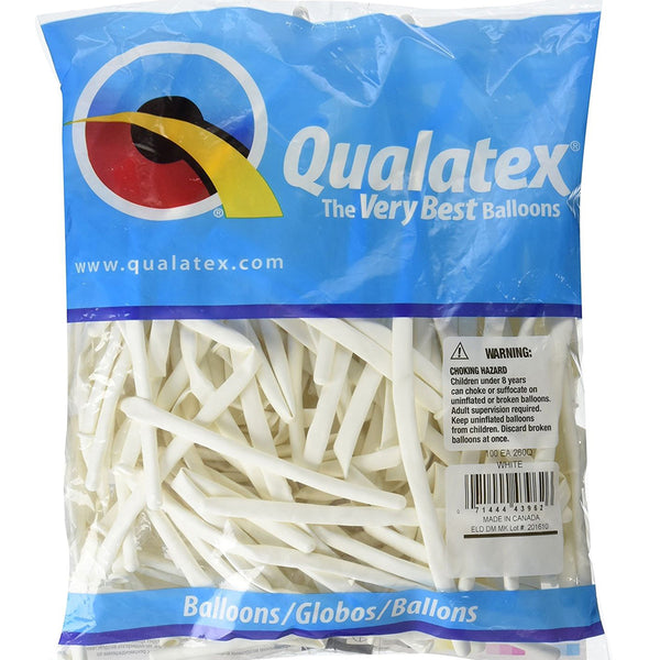 260Q White Qualatex balloons 100 Twisting