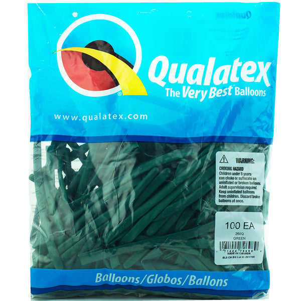 260Q Green Qualatex balloons 100 Twisting