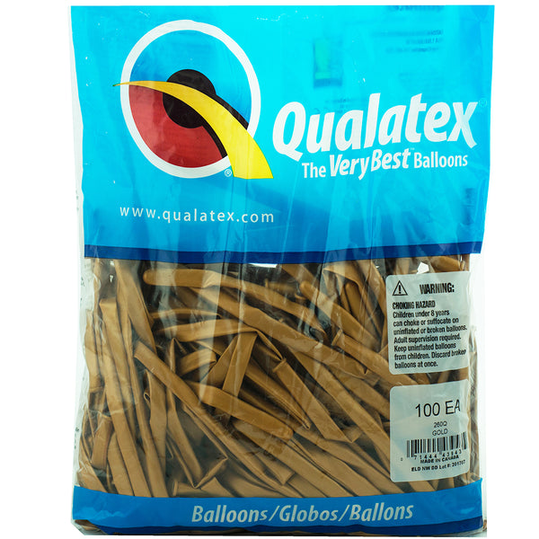 260Q Gold Qualatex balloons 100 Twisting