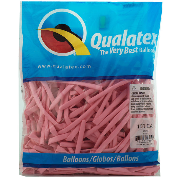 260Q Pink Qualatex balloons 100 Twisting