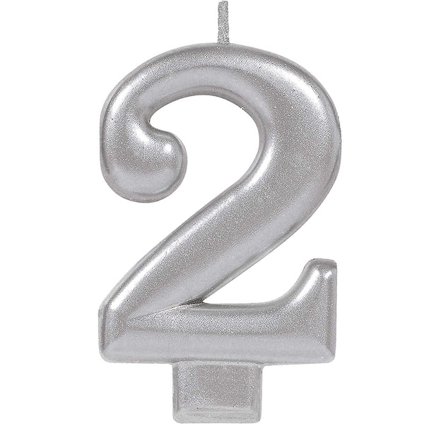 Silver number 2 candle