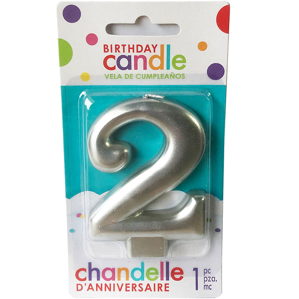 Silver number candle