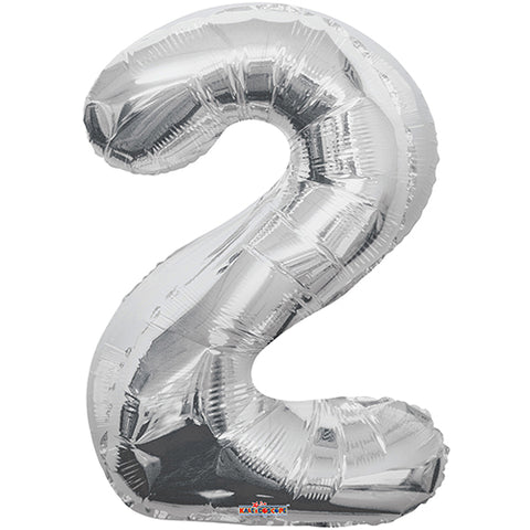 Giant Silver Number 2 Foil Balloon 34"