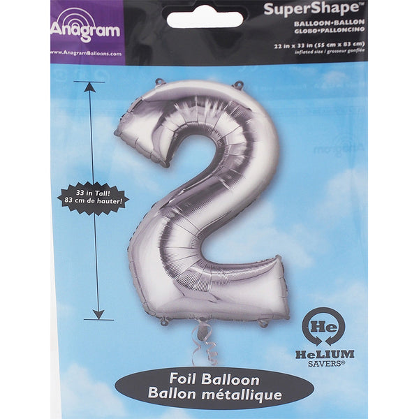 Silver foil number balloon
