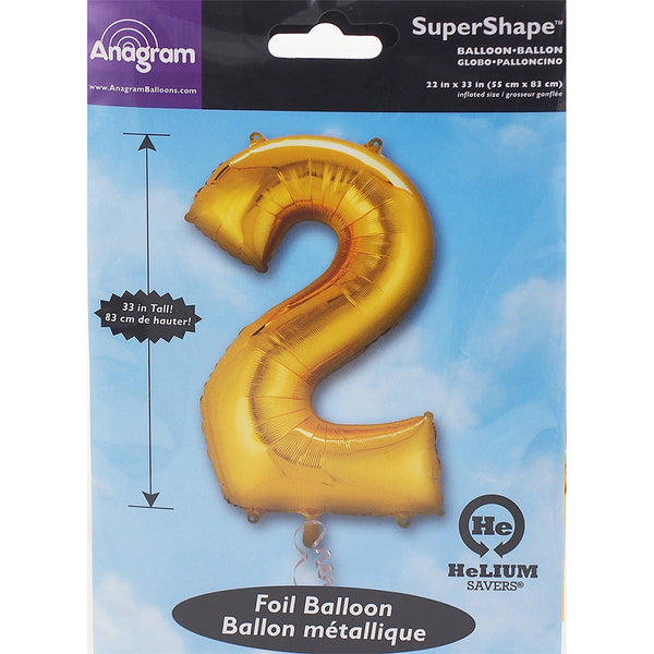 Gold Number 2 Balloon