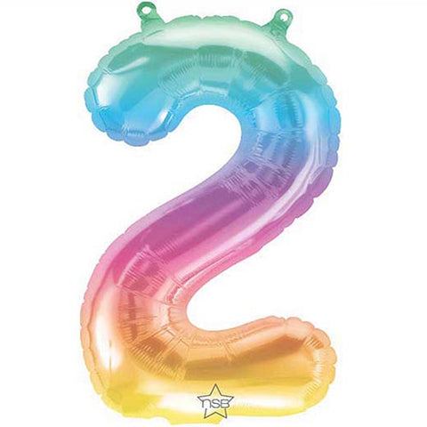 Mini Shape Air - Filled Jelli Ombre Number 2 Foil Balloon 16"