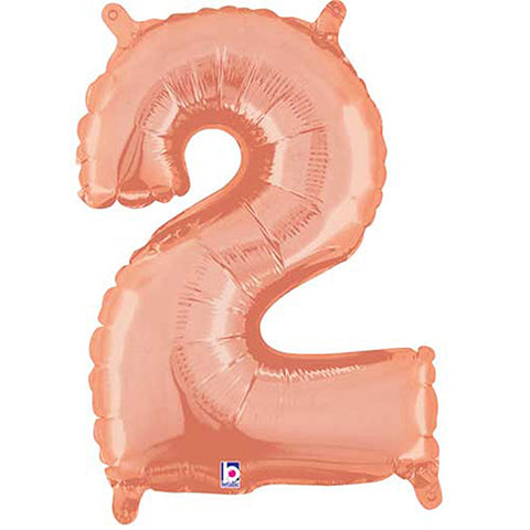 Mini Shape Air - Filled Rose Gold Number 2 Foil Balloon 14".