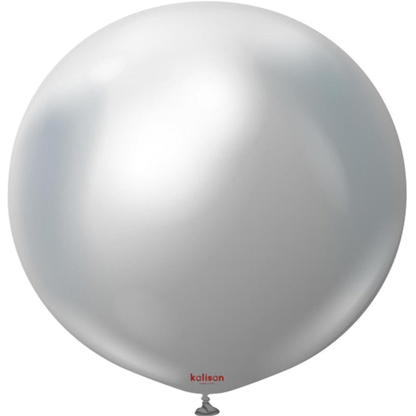 2 Kalisan Mirror Silver Balloons 36"