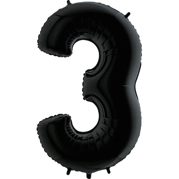 Black Number 3 Balloon