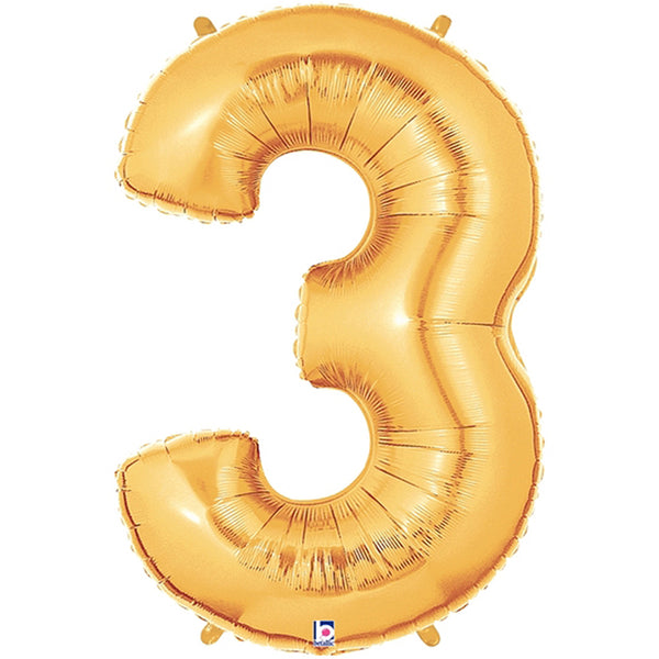 Megaloon Gold Number 3 Foil Balloon 40"