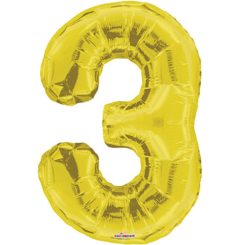 Giant Gold Number 3 Foil Balloon 34"