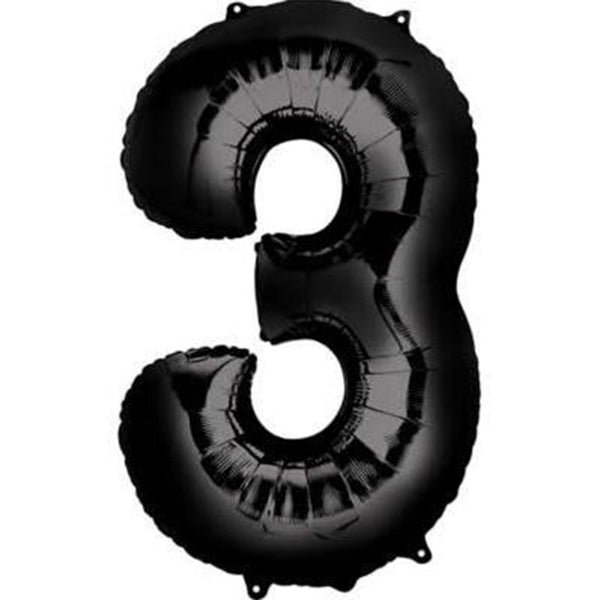 Black number 3 Balloon