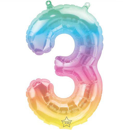 Mini Shape Air - Filled Jelli Ombre Number 3 Foil Balloon 16"