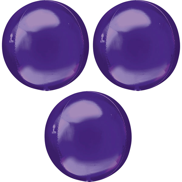 3 Purple Orbz Foil Balloons 16" Pack