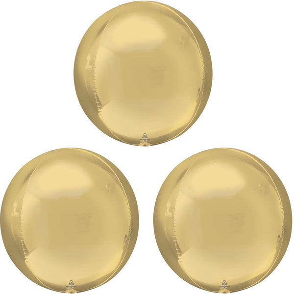 3 White Gold Orbz Foil Balloons 16" Pack