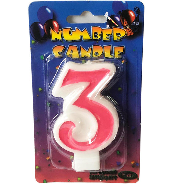 Pink number 3 candle