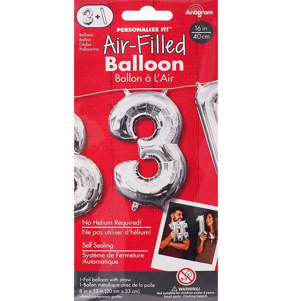 Silver number 3 balloon
