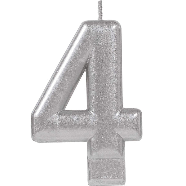 Silver number 4 candle