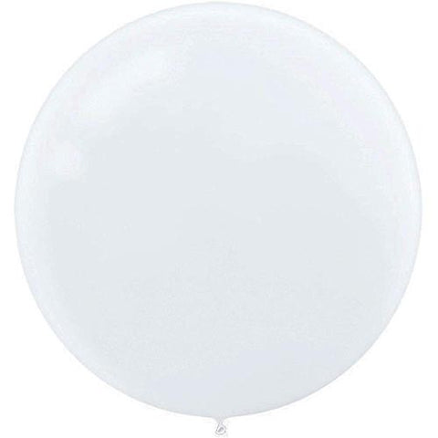 4 White Round Latex Balloons 24"