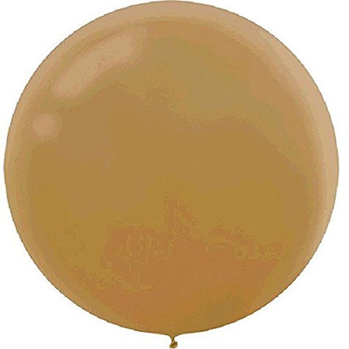 4 Gold Round Latex Balloons 24"