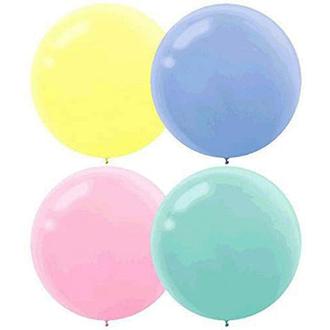 4 Pastel Assortment Round Latex Balloons 24"