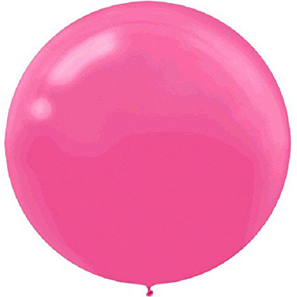 4 Bright Pink Round Latex Balloons 24"