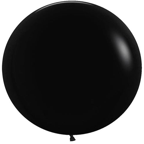 4 Black Round Latex Balloons 24"