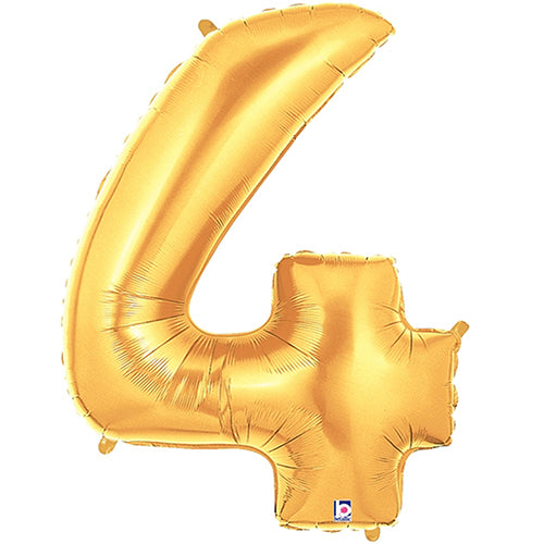 Megaloon Gold Number 4 Foil Balloon 40"